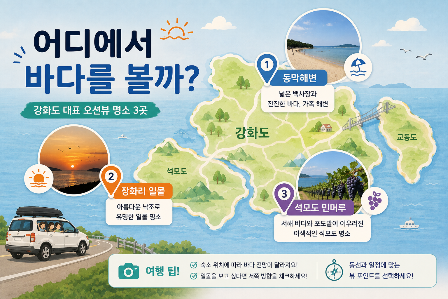 강화도 오션뷰 펜션 동막 장화리 석모도 바다 노을 여행 동선