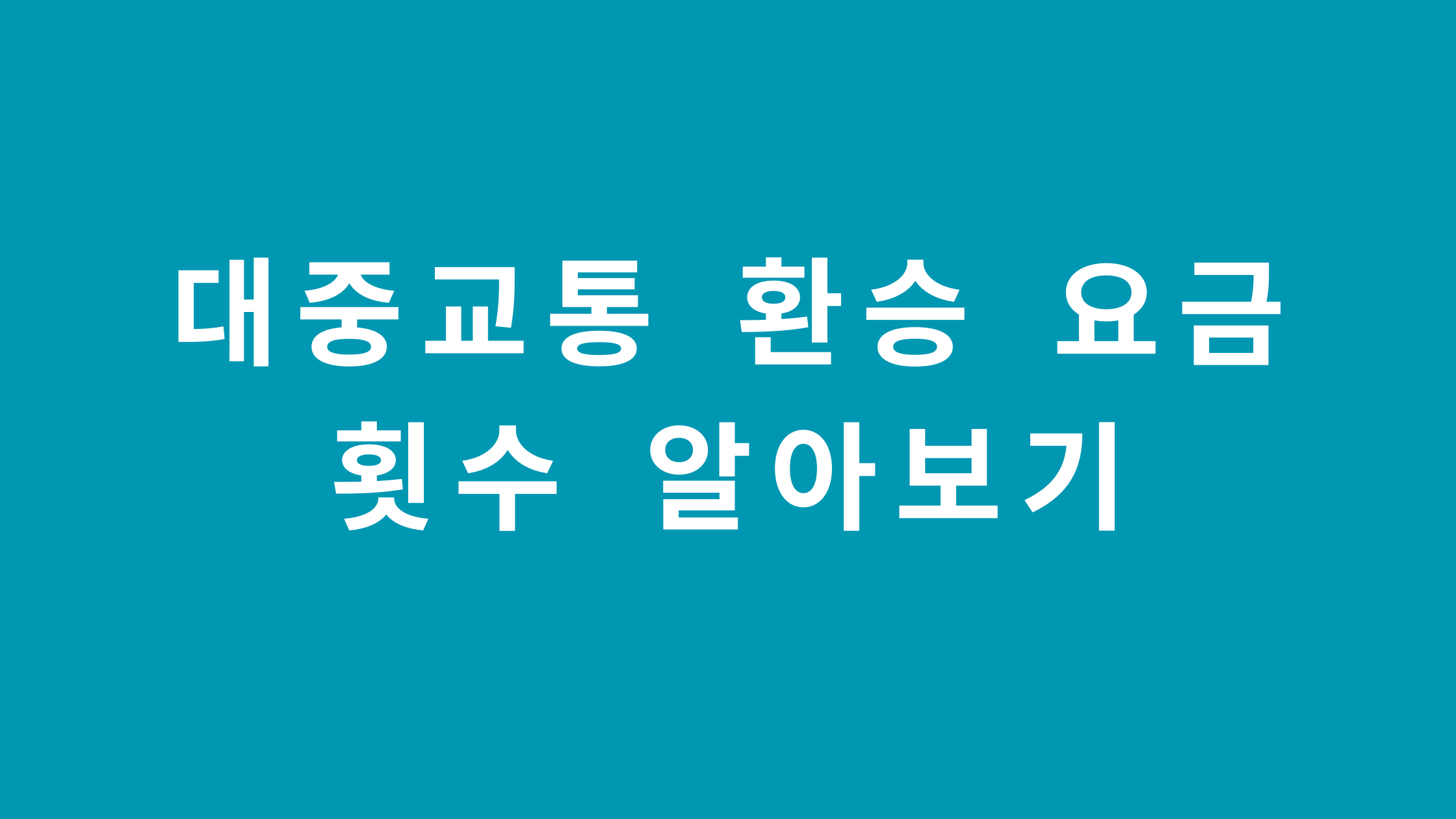 대중교통 환승 요금 횟수