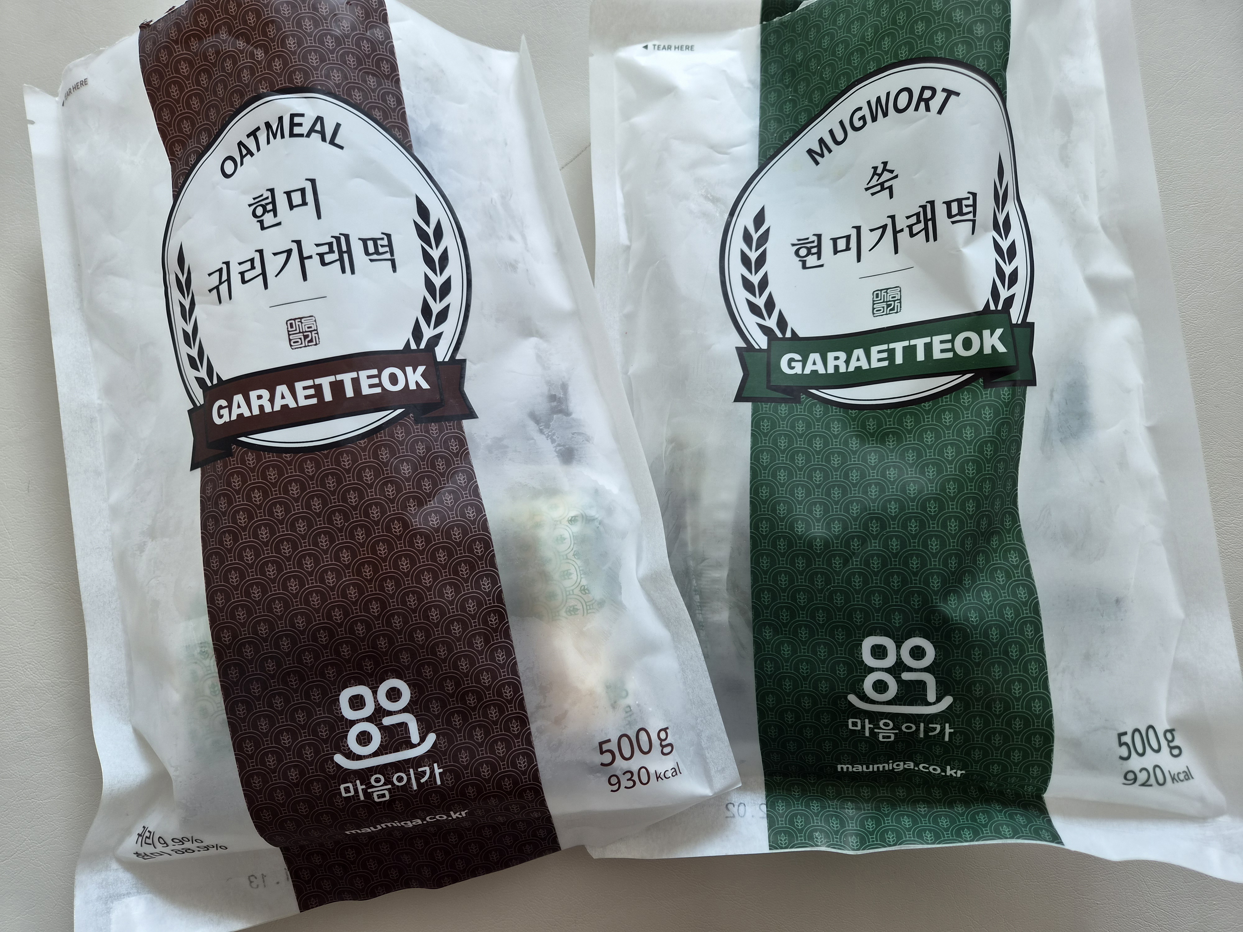 현미귀리가래떡, 쑥현미가래떡 제품사진