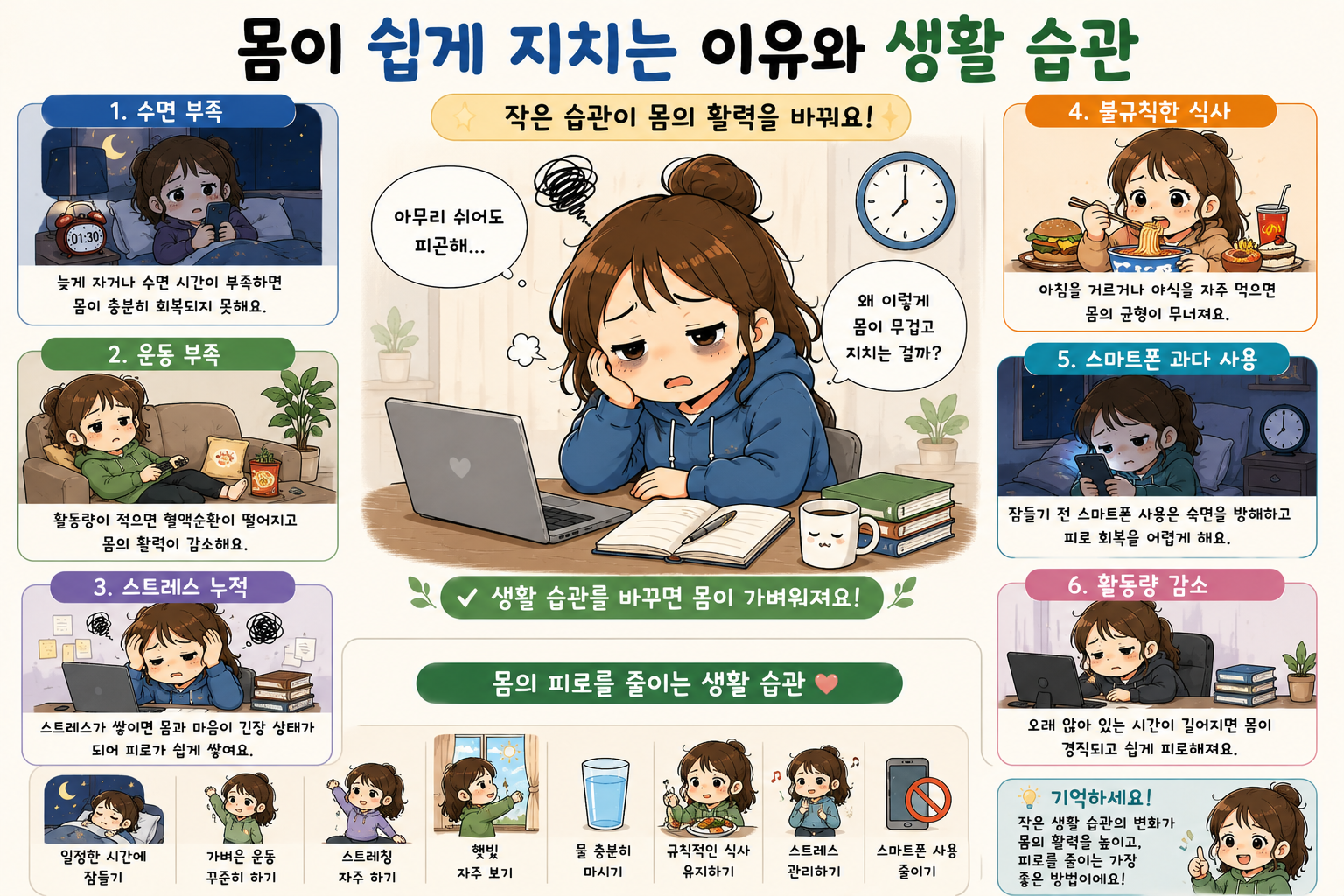 몸이 쉽게 지치는 이유와 생활 습관