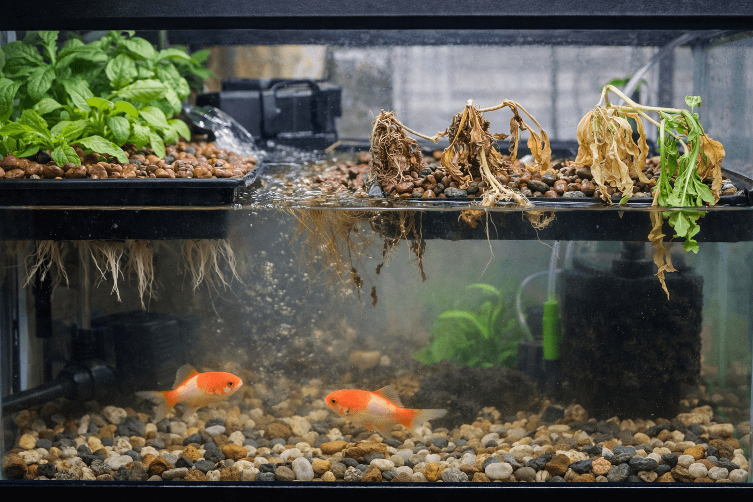 아쿠아포닉스 식물만 죽고 물고기는 멀쩡할 때 원인 분석