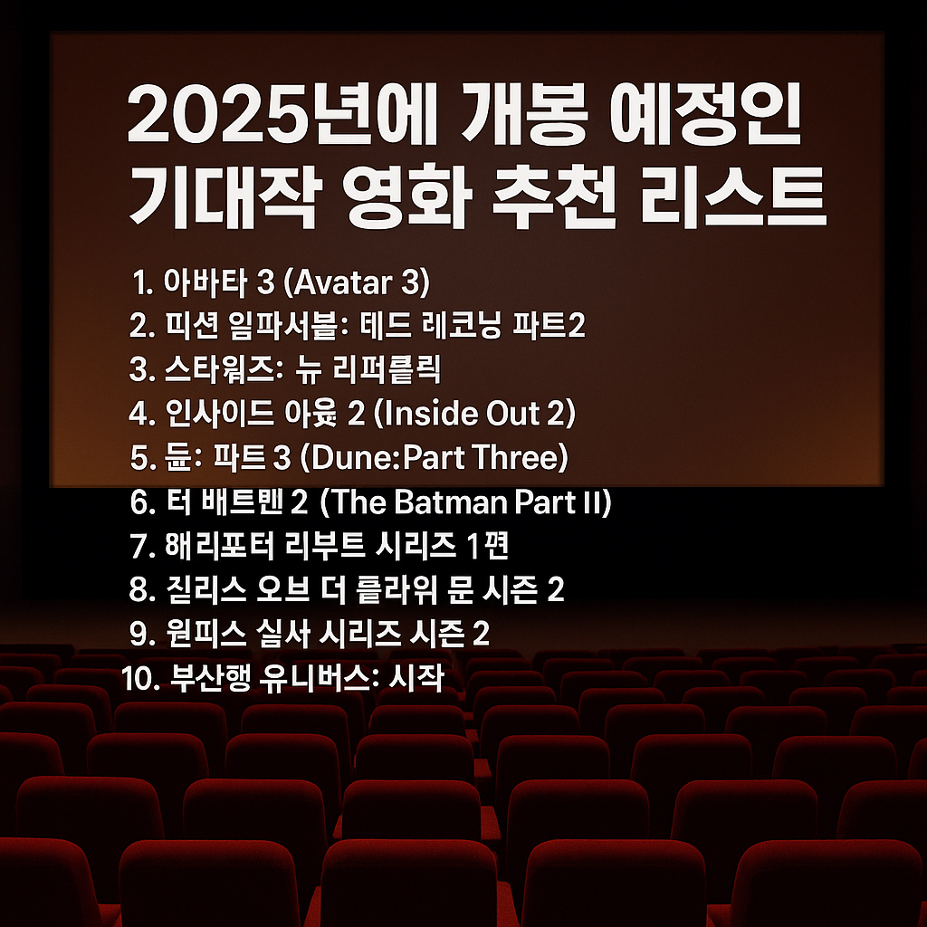 2025년에 개봉 예정인 기대작 영화 추천 리스트