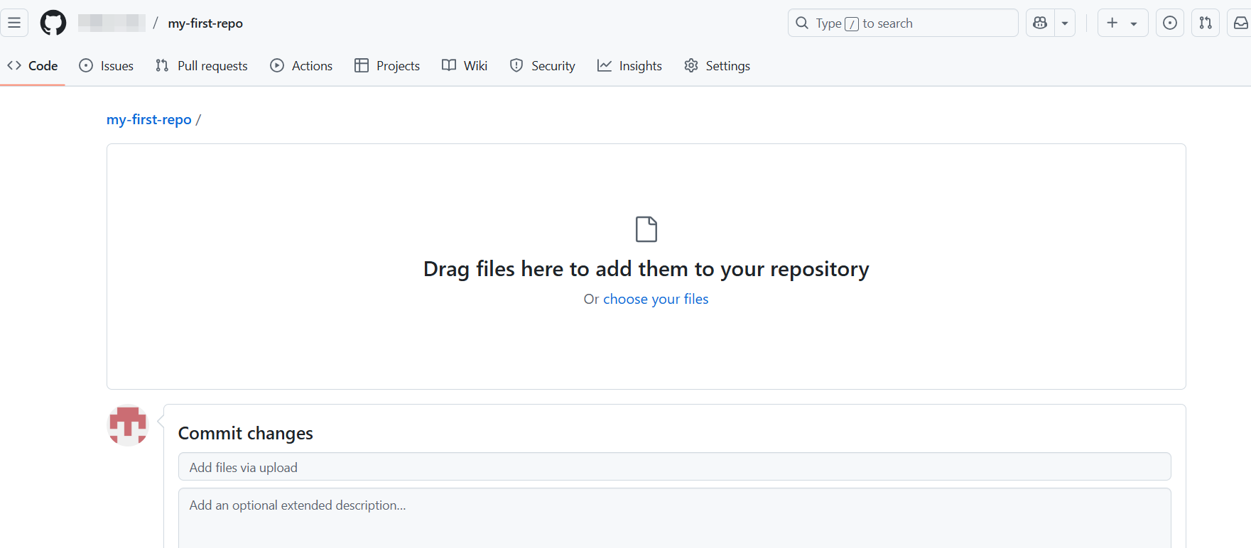 GitHub 파일 업로드 화면 일부
