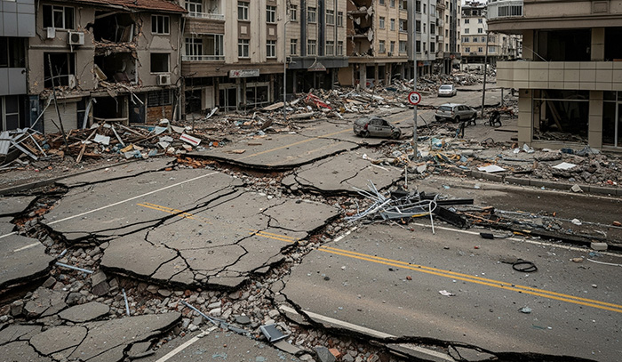 지진으로 인한 피해 모습 이미지
