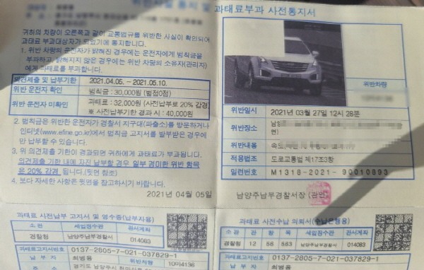 속도위반 범칙금 과태료