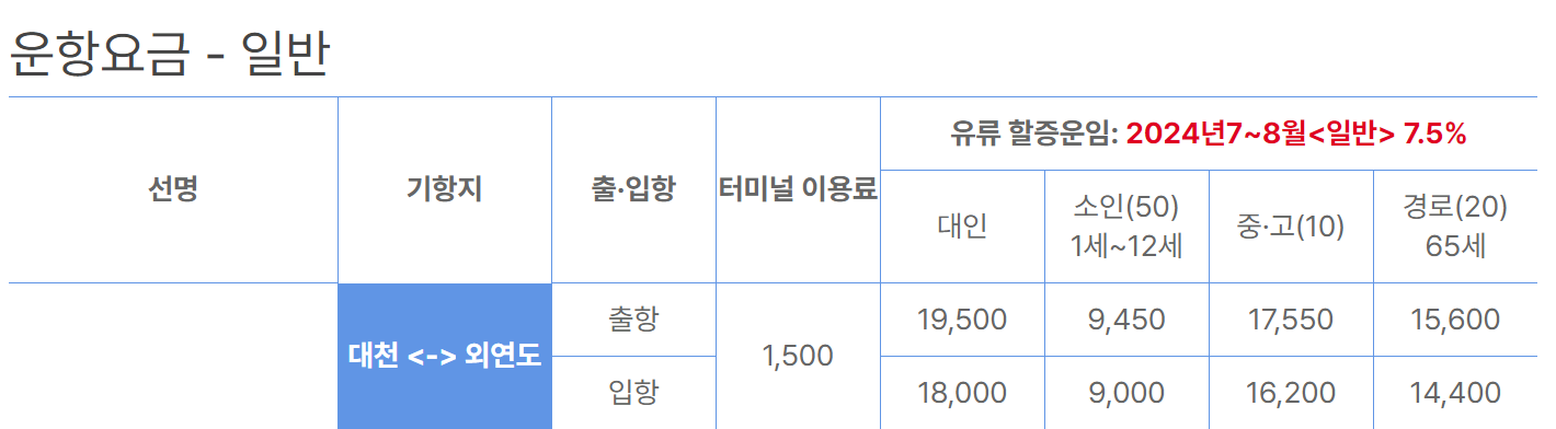 외연도 배시간표, 배편 예약 총정리!!
