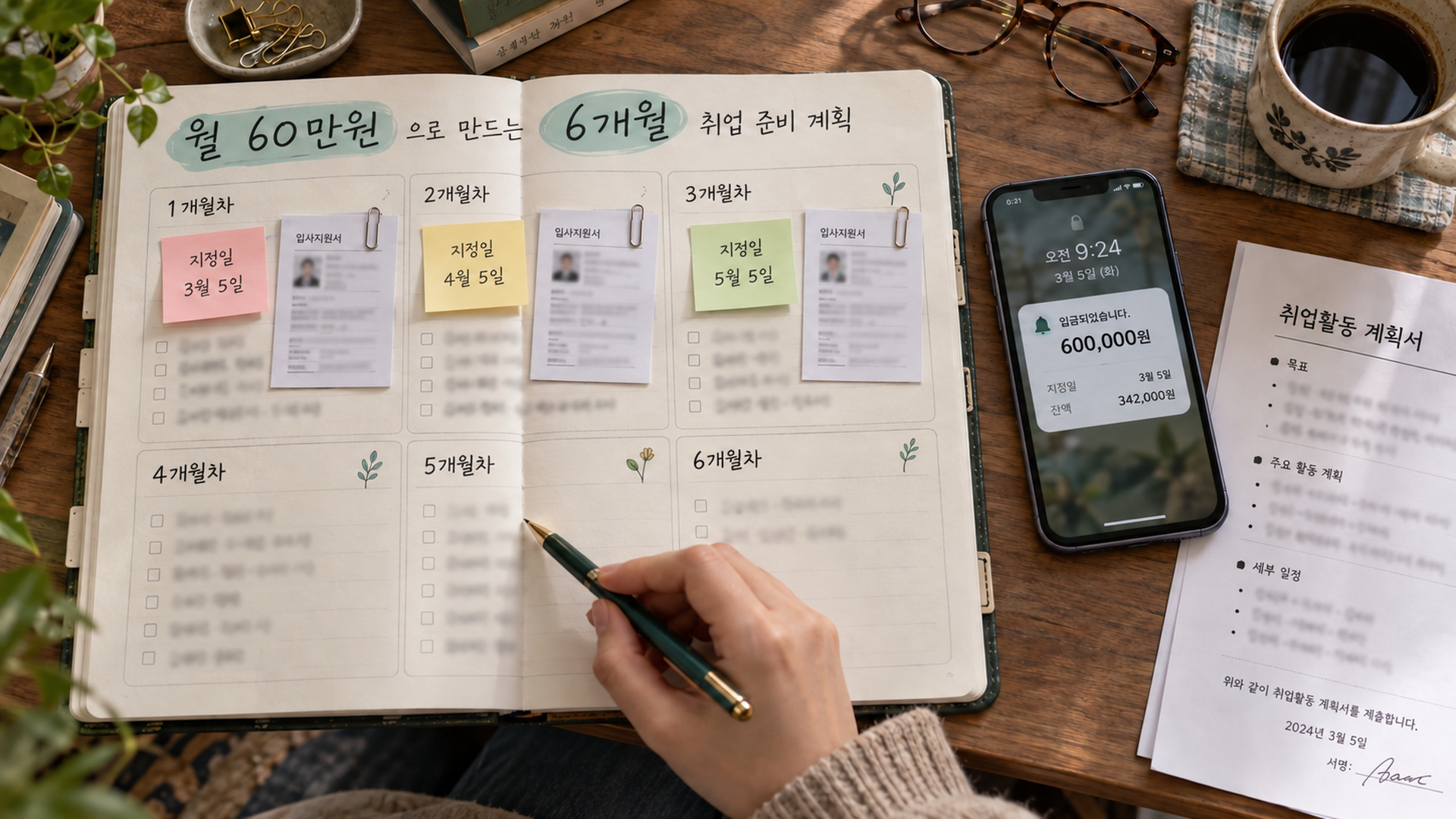 여섯 칸 달력에 매달 들어오는 구직촉진수당 60만원