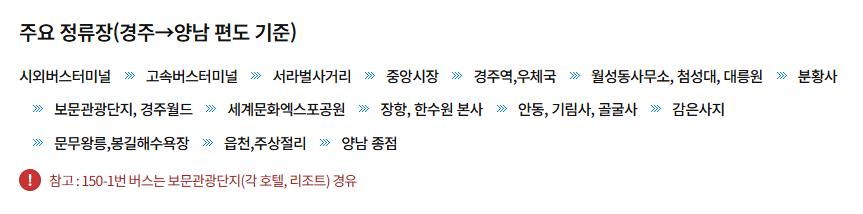 경주 150번 버스 노선