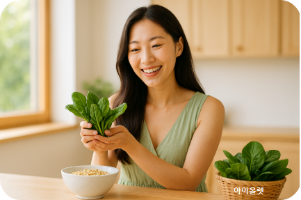 신선한 시금치 한 줌