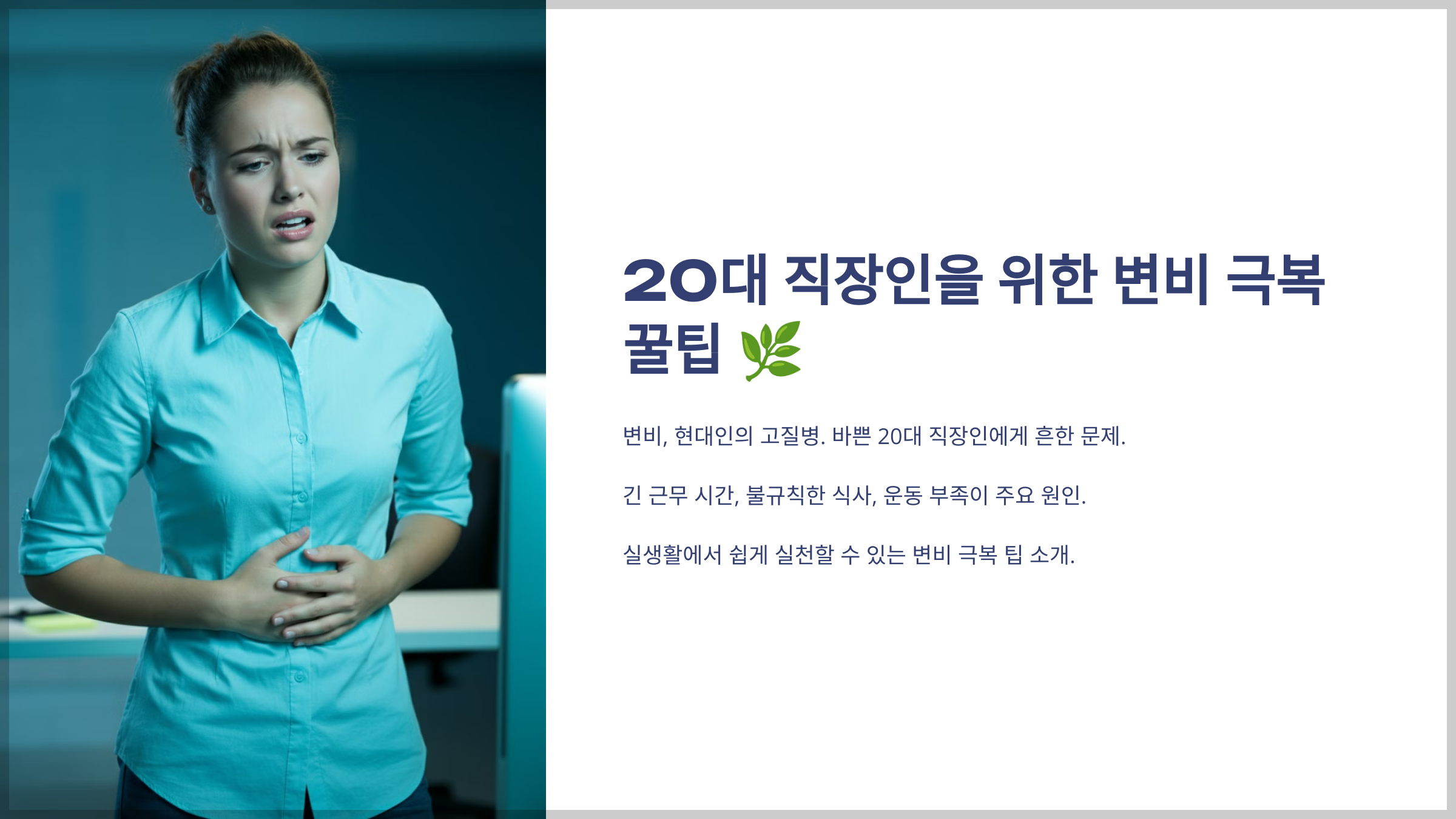 20대 직장인을 위한 변비 극복
