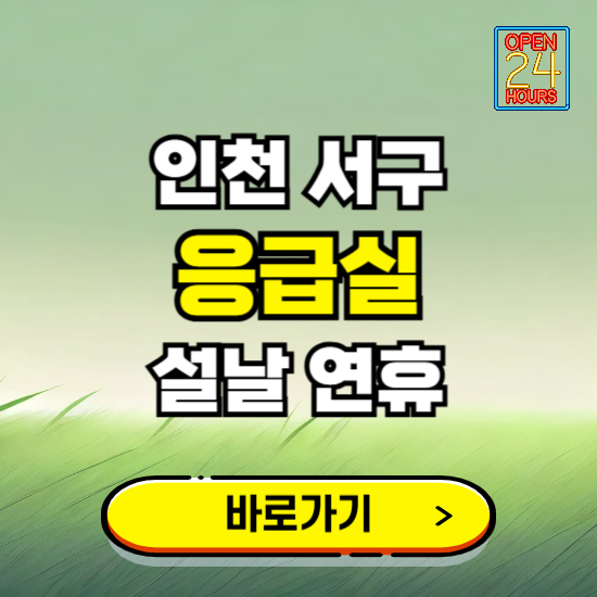 인천 서구 설날 연휴 비상진료 응급실 병원 찾기 ❘ 내근처 24시 야간 심야 휴일 가능한 곳