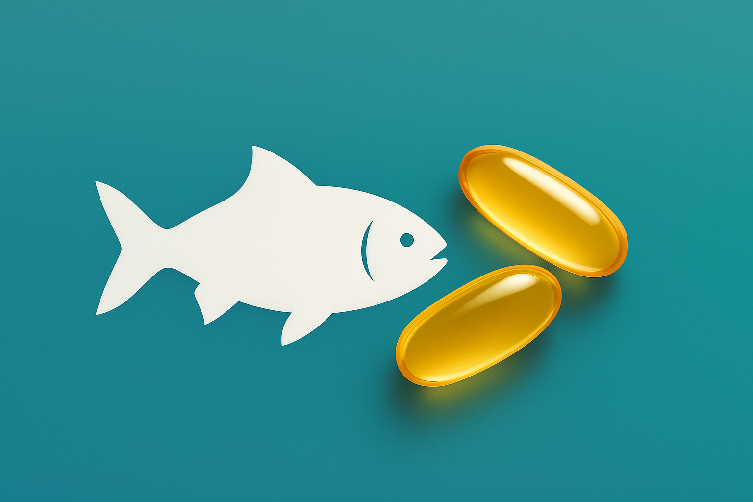오메가3 영양제 캡슐과 생선을 상징하는 미니멀 썸네일