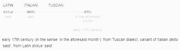 Ditto 뜻 유래 (라틴어 Dictus, Dictum)