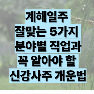 계해일주 에게 잘맞는 5가지 분야별 직업과 꼭 알아야 할 신강사주 개운법