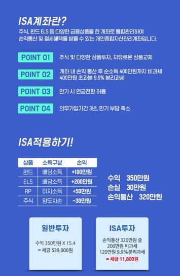 ISA계좌 만드는 방법 장단점 햬택 국민성장 청년형 ISA 신설