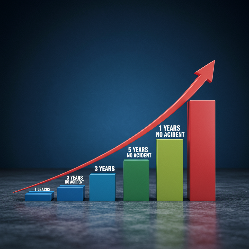 무사고 운전 기간에 따른 자동차보험료 할인율 증가 그래프
