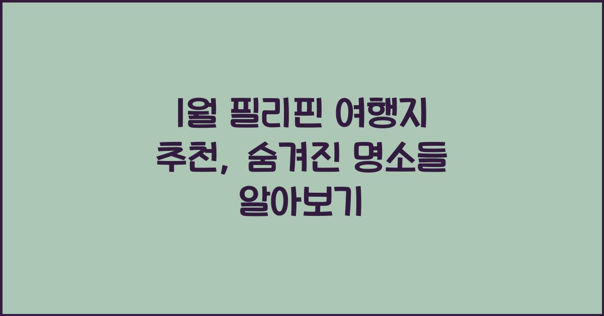 1월 필리핀 여행지 추천