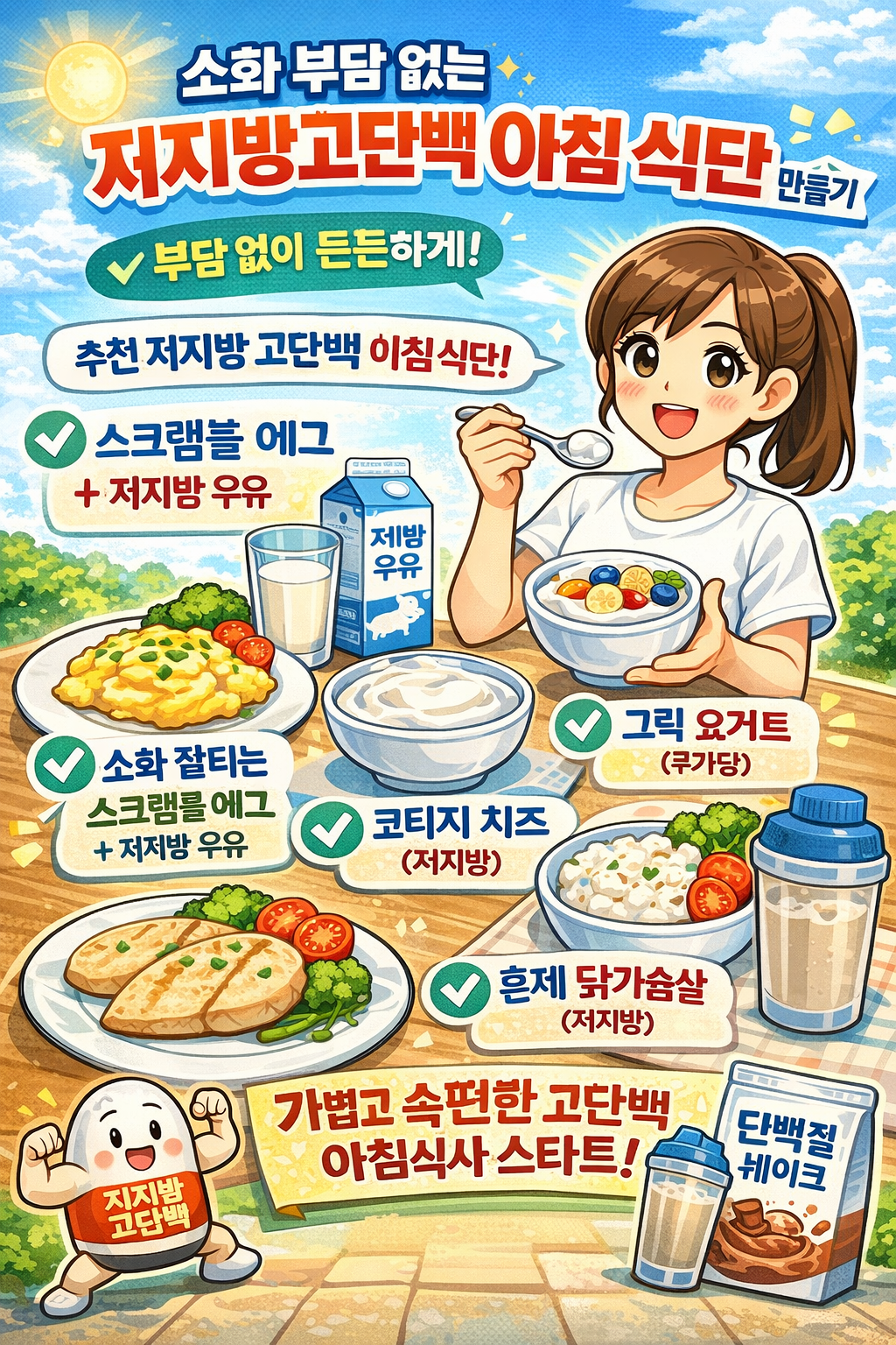 소화 부담 없는 저지방&middot;고단백 아침 식단 만들기