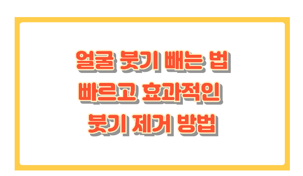 얼굴 붓기 빼는 법, 쉽고 빠른 붓기 제거 꿀팁
