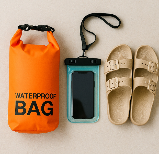 방수백, 방수폰케이스, 미끄럼 방지 샌들 사진