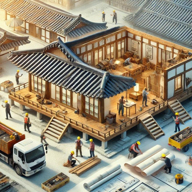 전통건축 복원 이미지