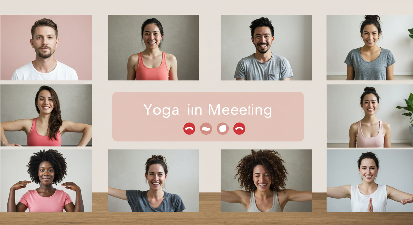 화상으로 요가수업하는 모습