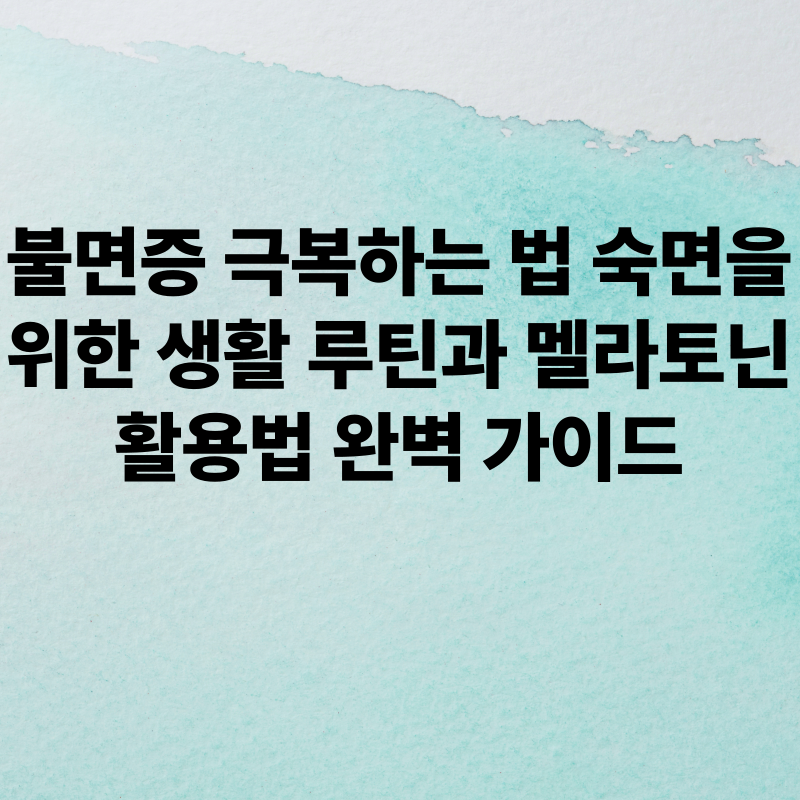 불면증 극복하는 법