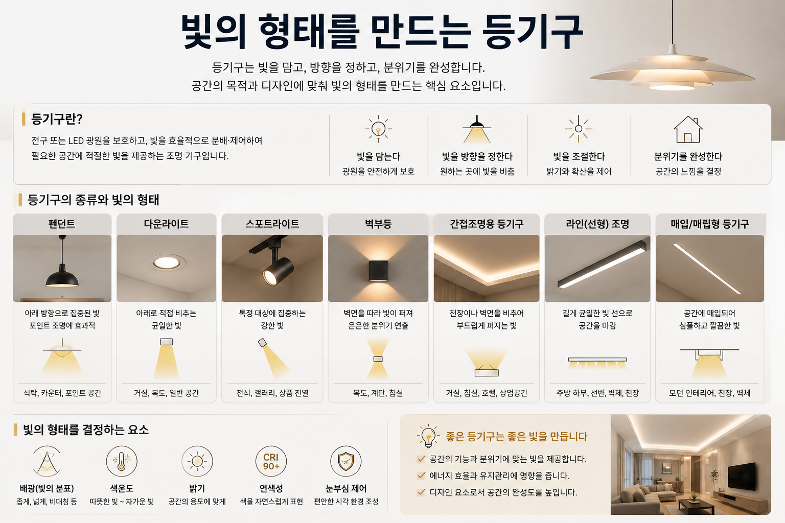 빛의 형태를 만드는 등기구