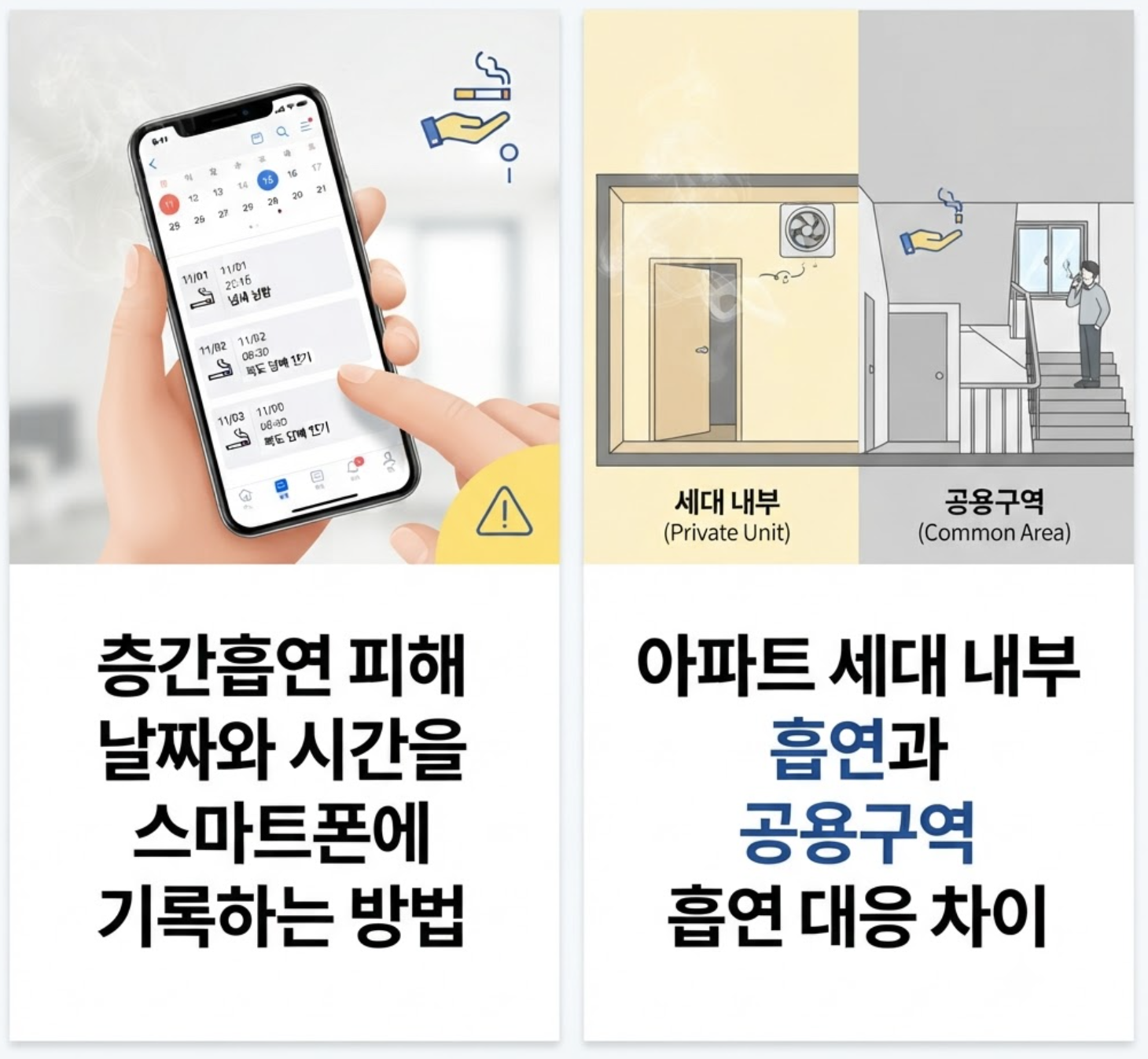 층간흡연 피해 날짜와 시간을 스마트폰에 기록하는 방법