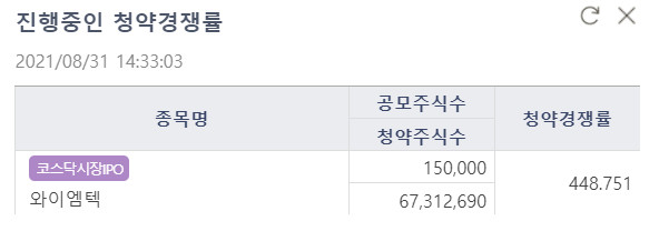 와이엠텍 공모주 청약 경쟁률