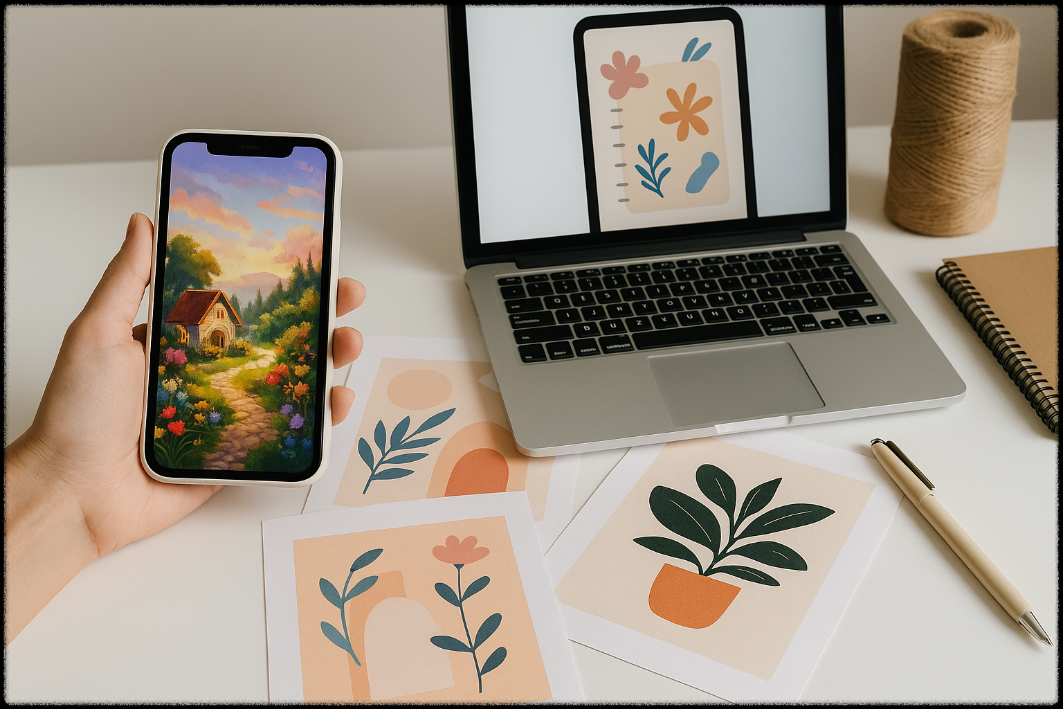 디지털 굿즈 작업을 하고 있는 모습