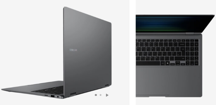 옆에서 본 노트북과 위에서 본 노트북