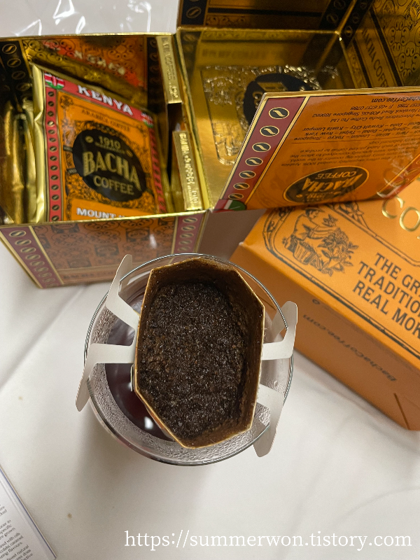 바샤커피 드립백 커피 내린 후