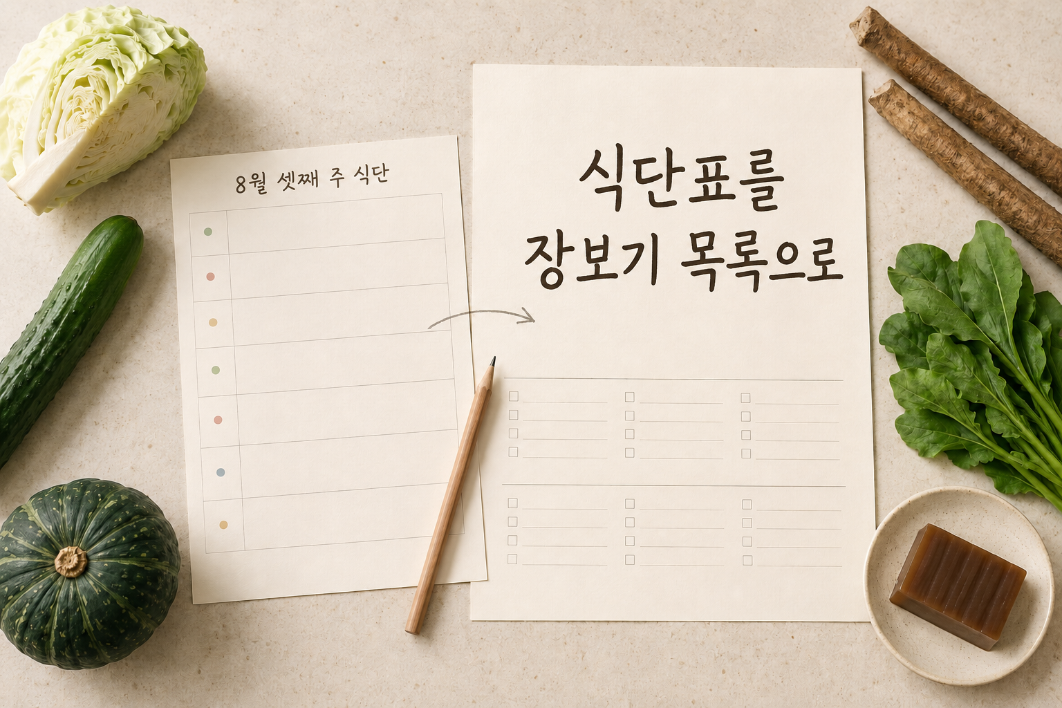 식단표를 장보기 목록으로 관련 사진