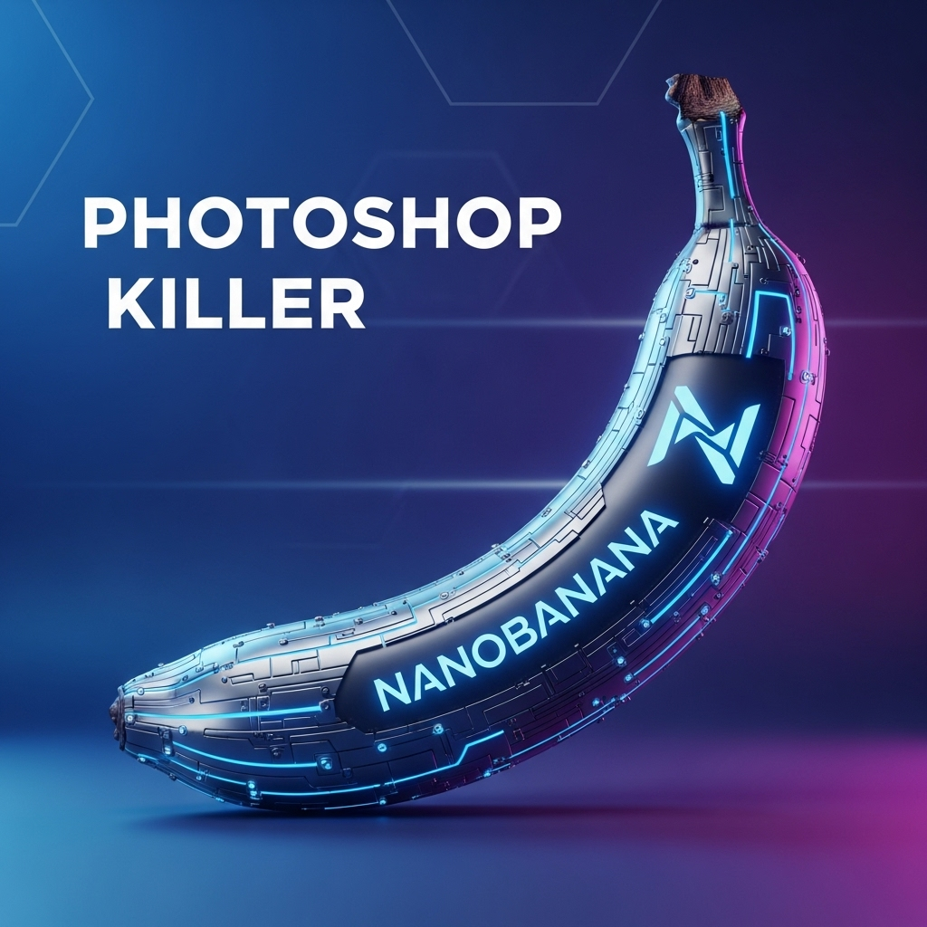 나노바나나 로고가 새겨진 바나나 이미지와 '포토샵 킬러'라는 문구가 있는 이미지 생성 AI 나노바나나 관련 썸네일
