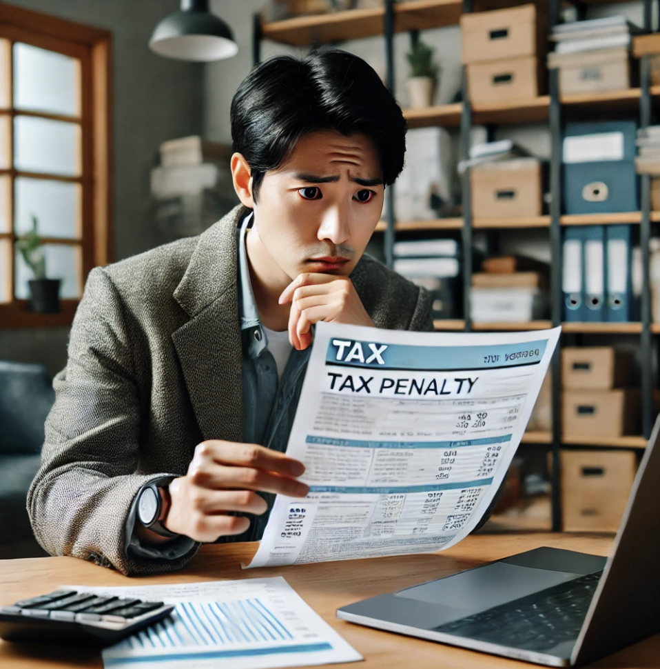 세금 가산세 통지서를 확인하는 납세자