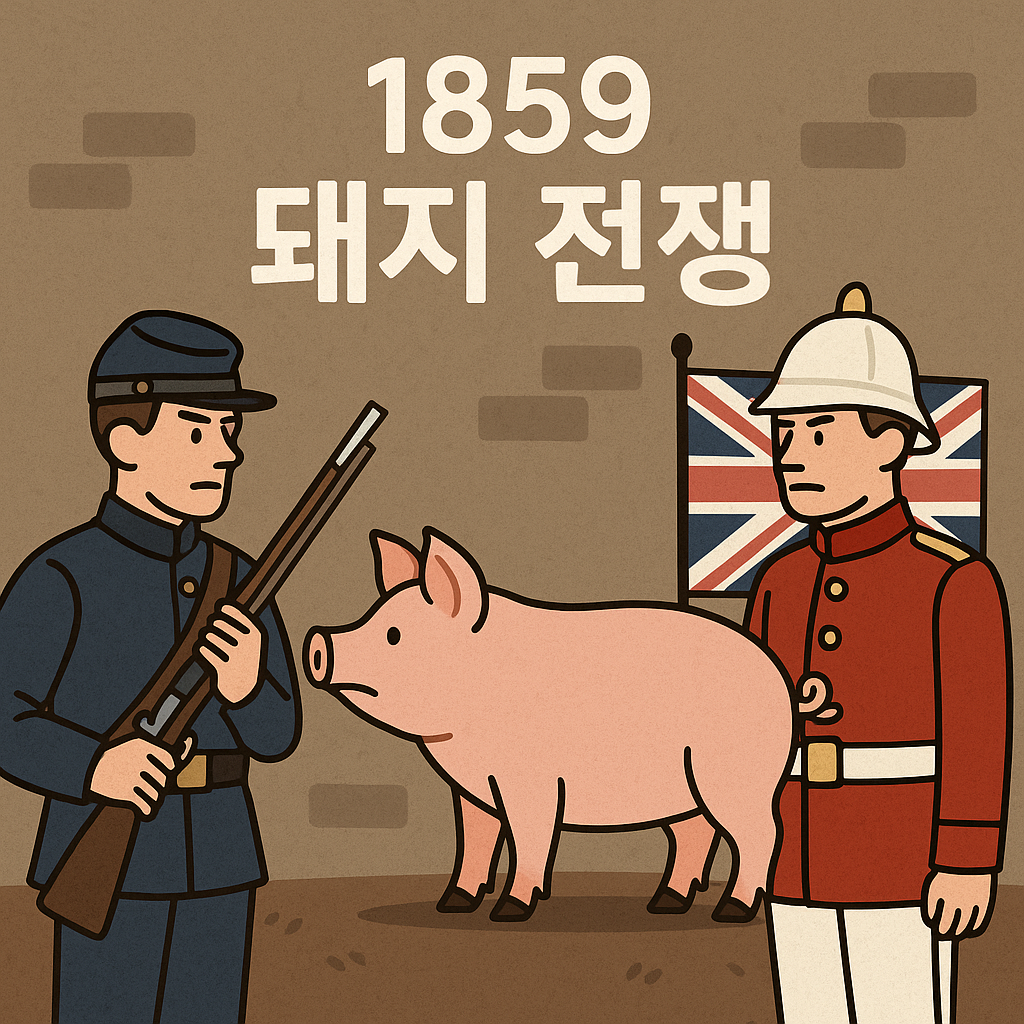 1859년, 미국과 영국이 돼지 한 마리로 인해 전쟁 직전까지 갔던 샌후안 섬 사건. 무력 충돌 없이 평화롭게 해결된 돼지 전쟁(Pig War)의 전말을 소개합니다.