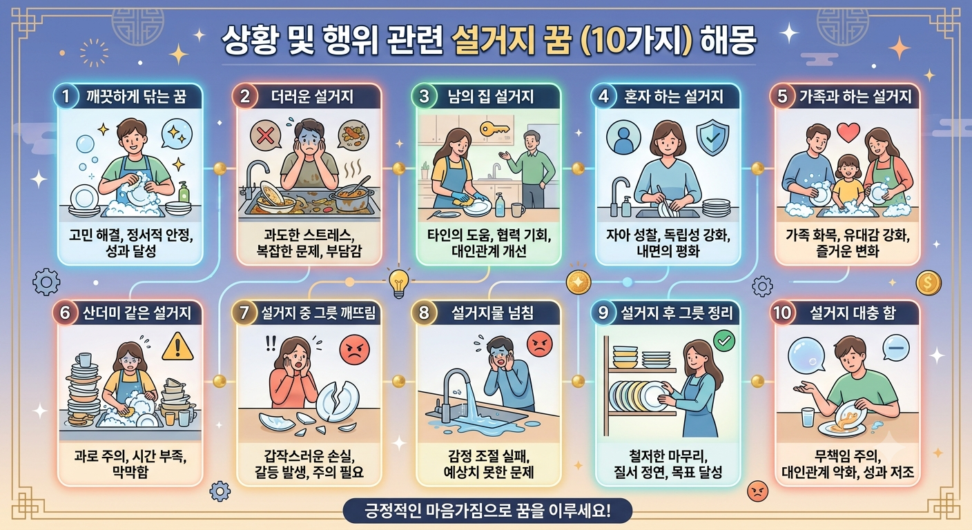 상황 및 행위 관련 설거지 꿈