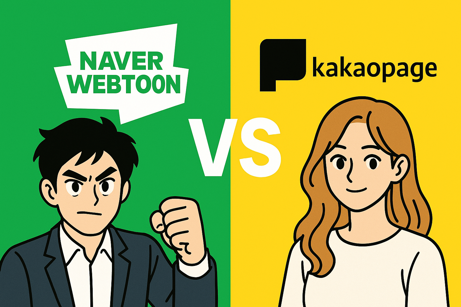 네이버웹툰 vs 카카오페이지 일러스트