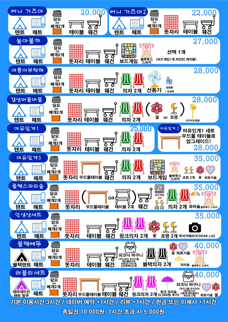 써니 텐트 대여 금액
