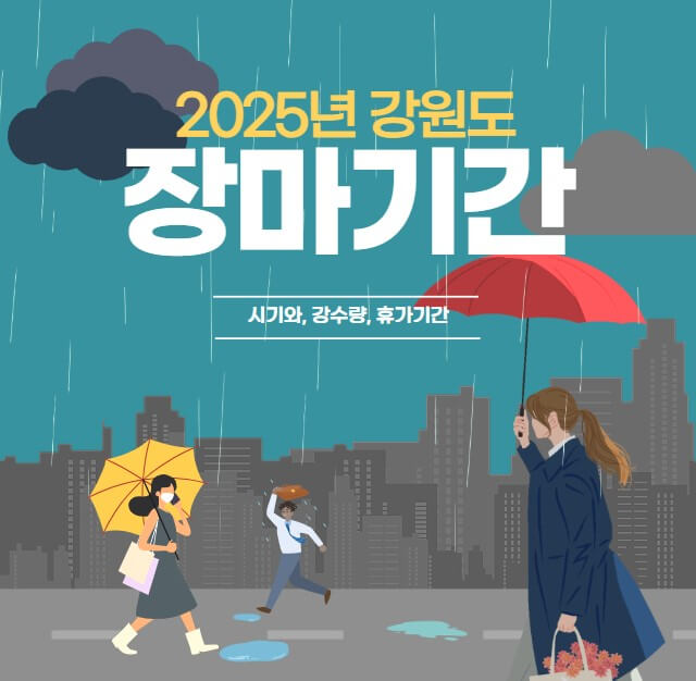 2025 강원도 장마기간과 강수량 여름휴가기간