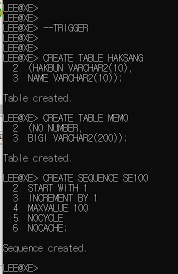 테이블 & 시퀀스 생성