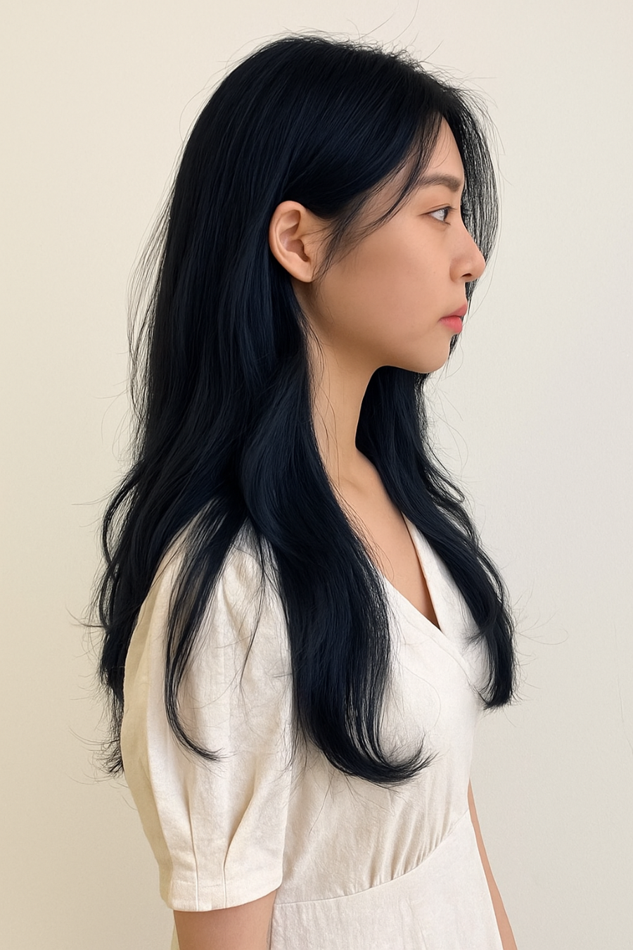 쿨블랙긴머리웨이브헤어