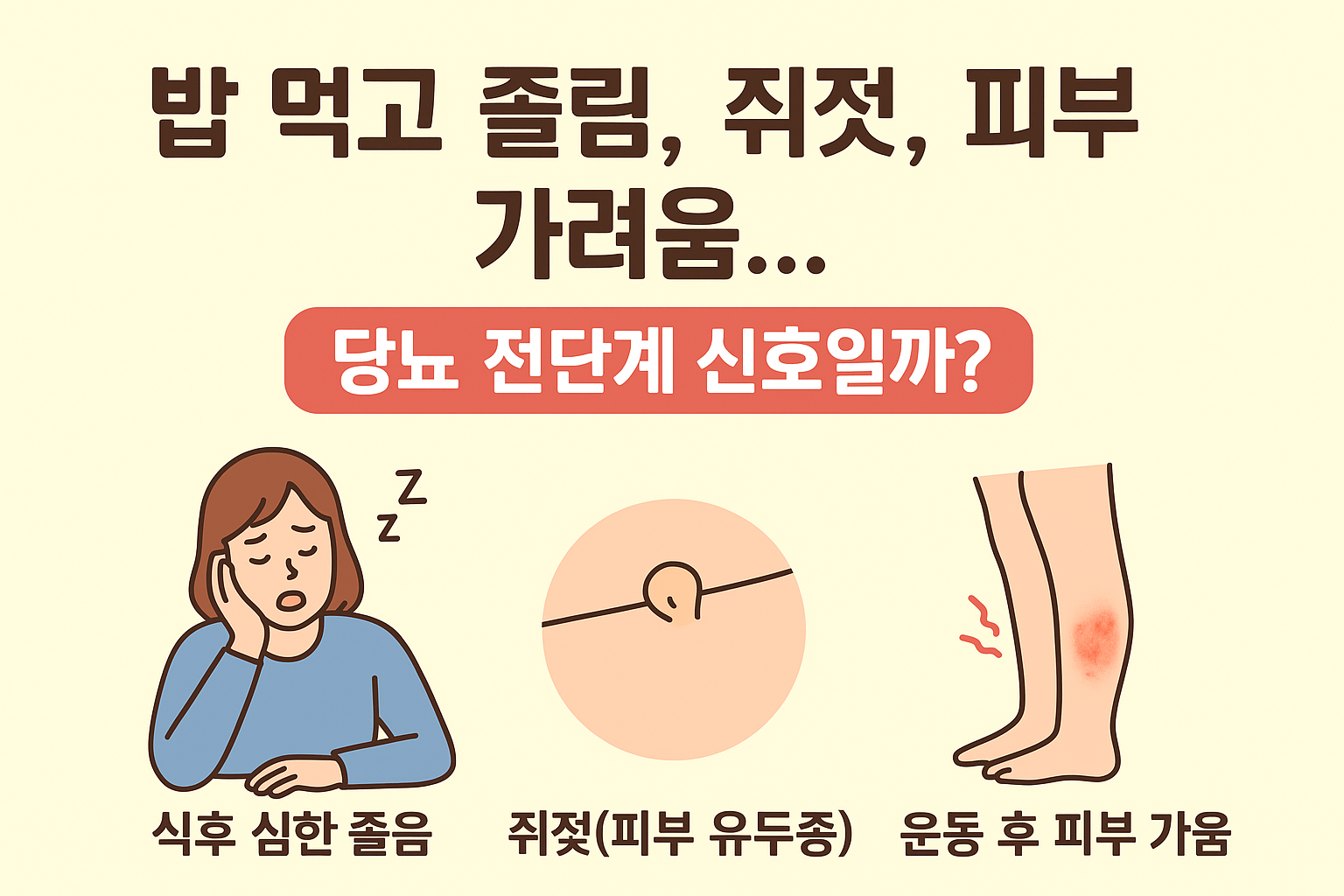 당뇨 전단계 증상? 급격한 졸림, 쥐젖, 피부가려움 원인은?