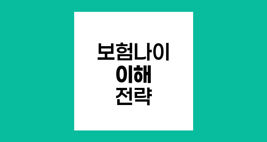 보험나이 이해와 활용 전략