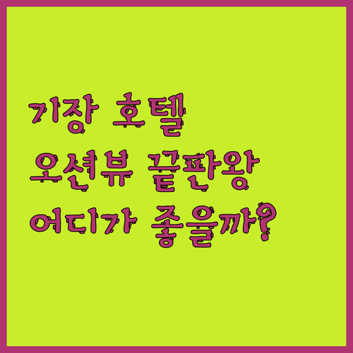 기장 오션뷰 호텔 완전정복! 베스트 