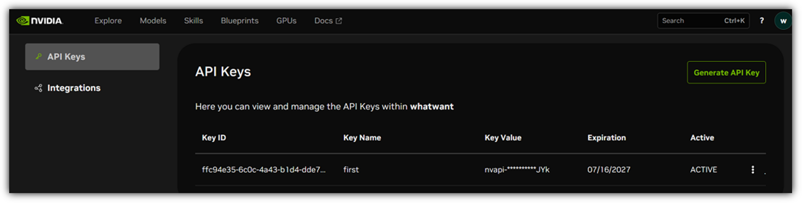Generate API Key