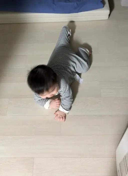 엄마를 향해 기어오는 아기