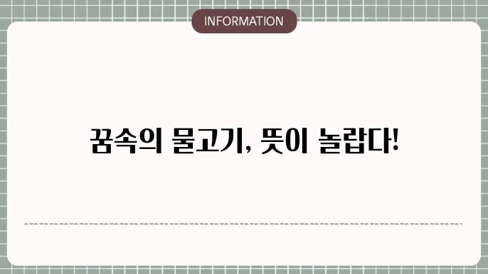 물고기 나오는 꿈 큰 물고기 잡는 꿈 집에 물이 차는 꿈 해몽을 했더니