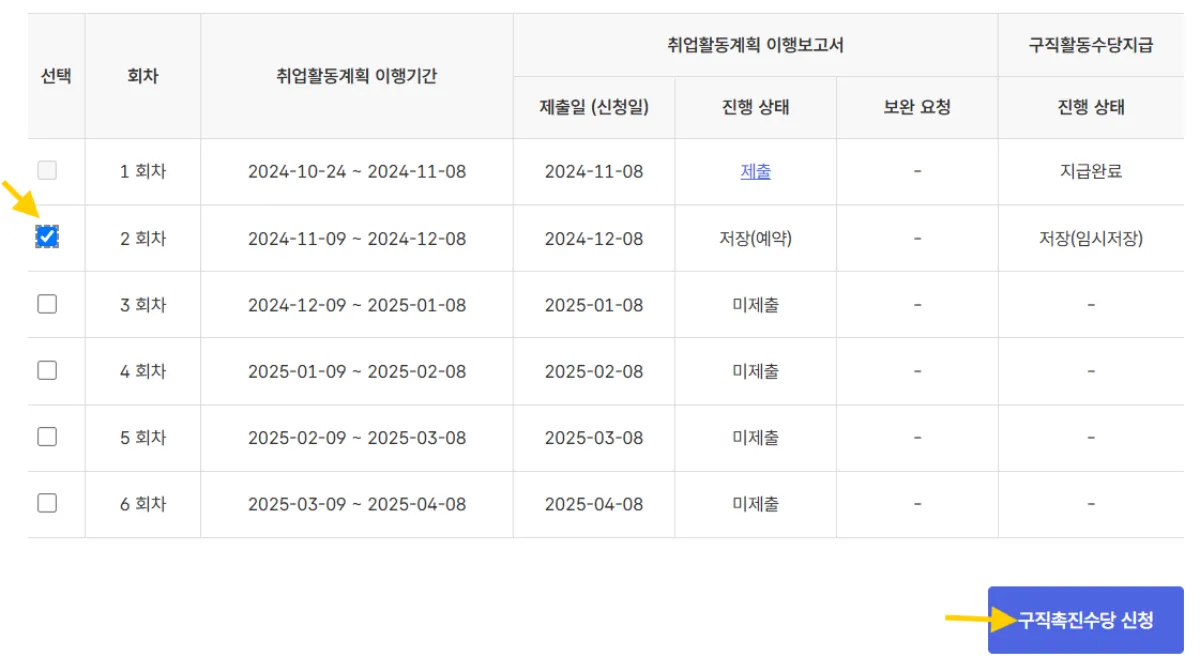 구직촉진수당-취업활동계획이행표